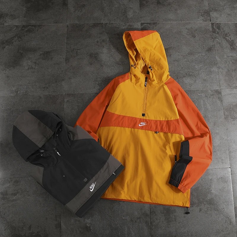 耐克男子防风衣连帽外套半拉链梭织夹克5386 M2XL