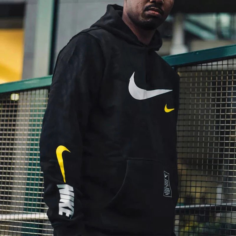 耐克运动卫衣男女2019春季潮流印花长袖T恤休闲连帽套头衫0595 M5XL