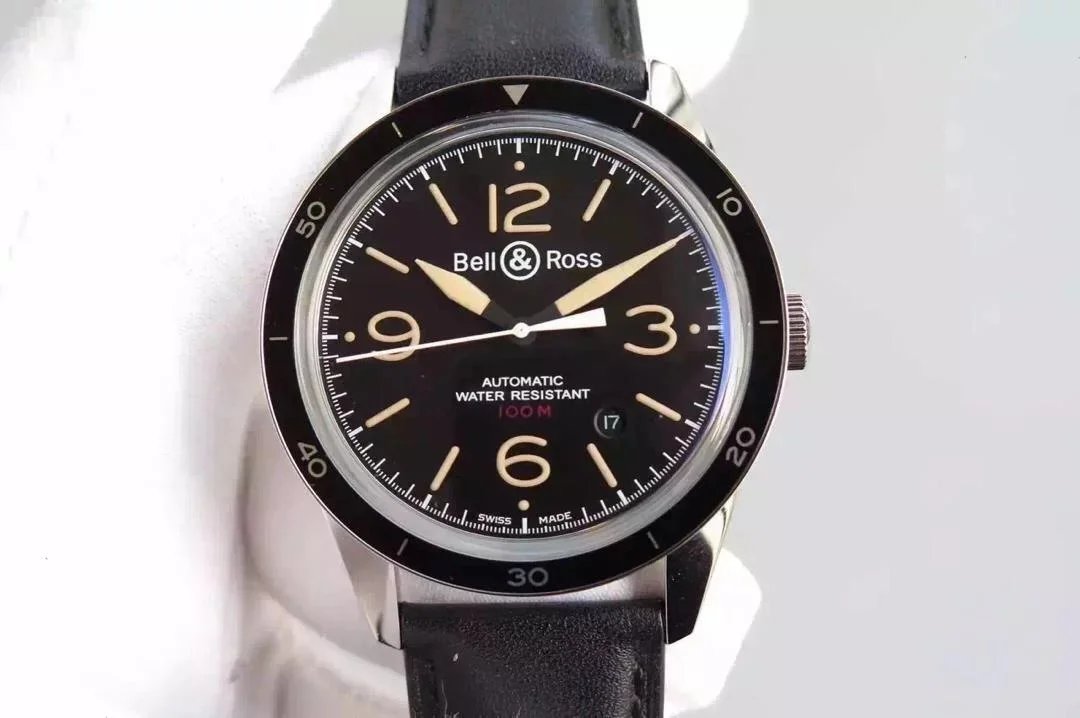 【最高品质】柏莱士BellRoss9015自动机械机芯凸型蓝宝石玻璃陶瓷圈口超软皮带
