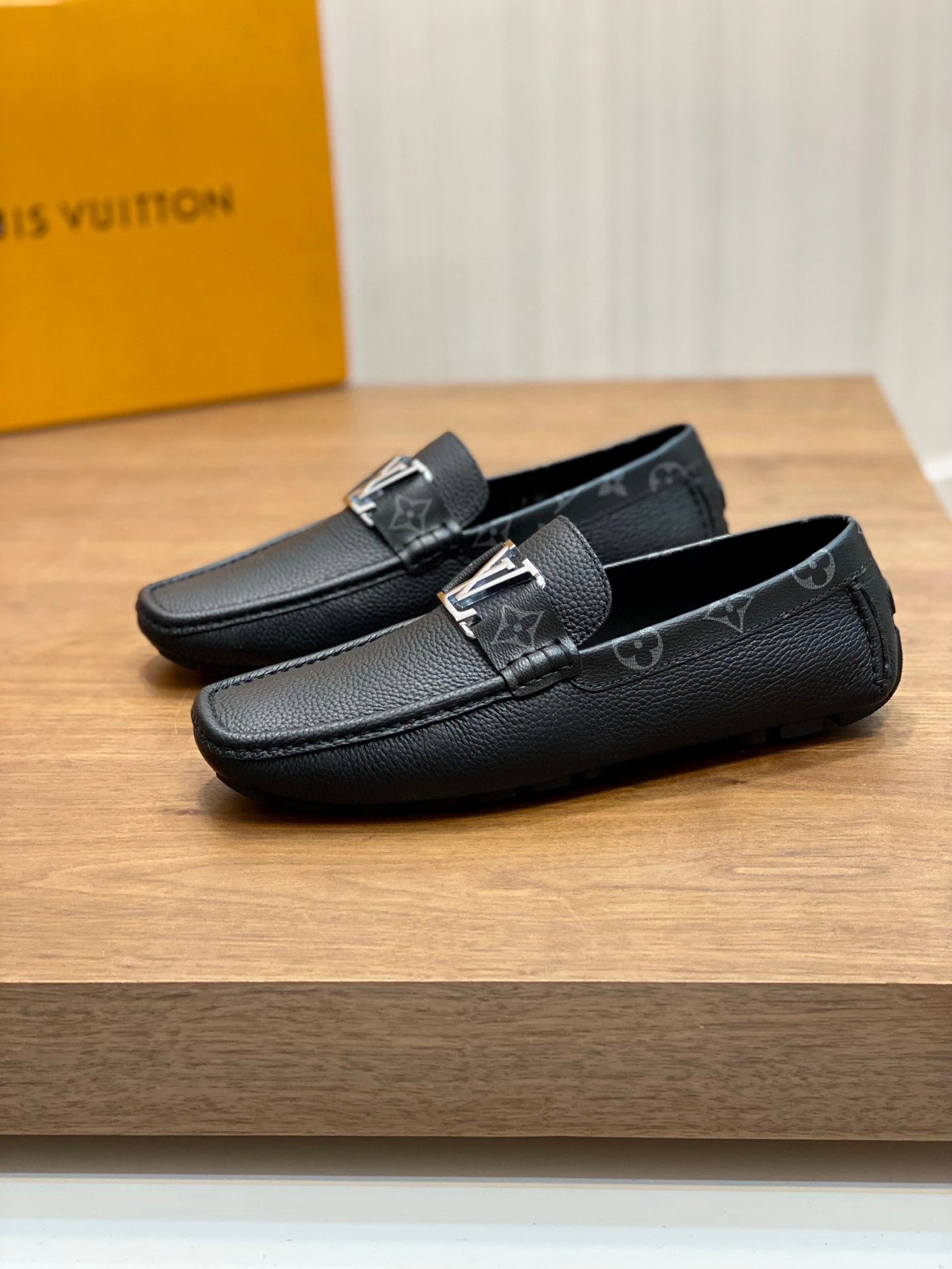 Zaizaijia L Classic Lychee Pattern Calfskin One Step Men's Bean Shoes in 5 Colors