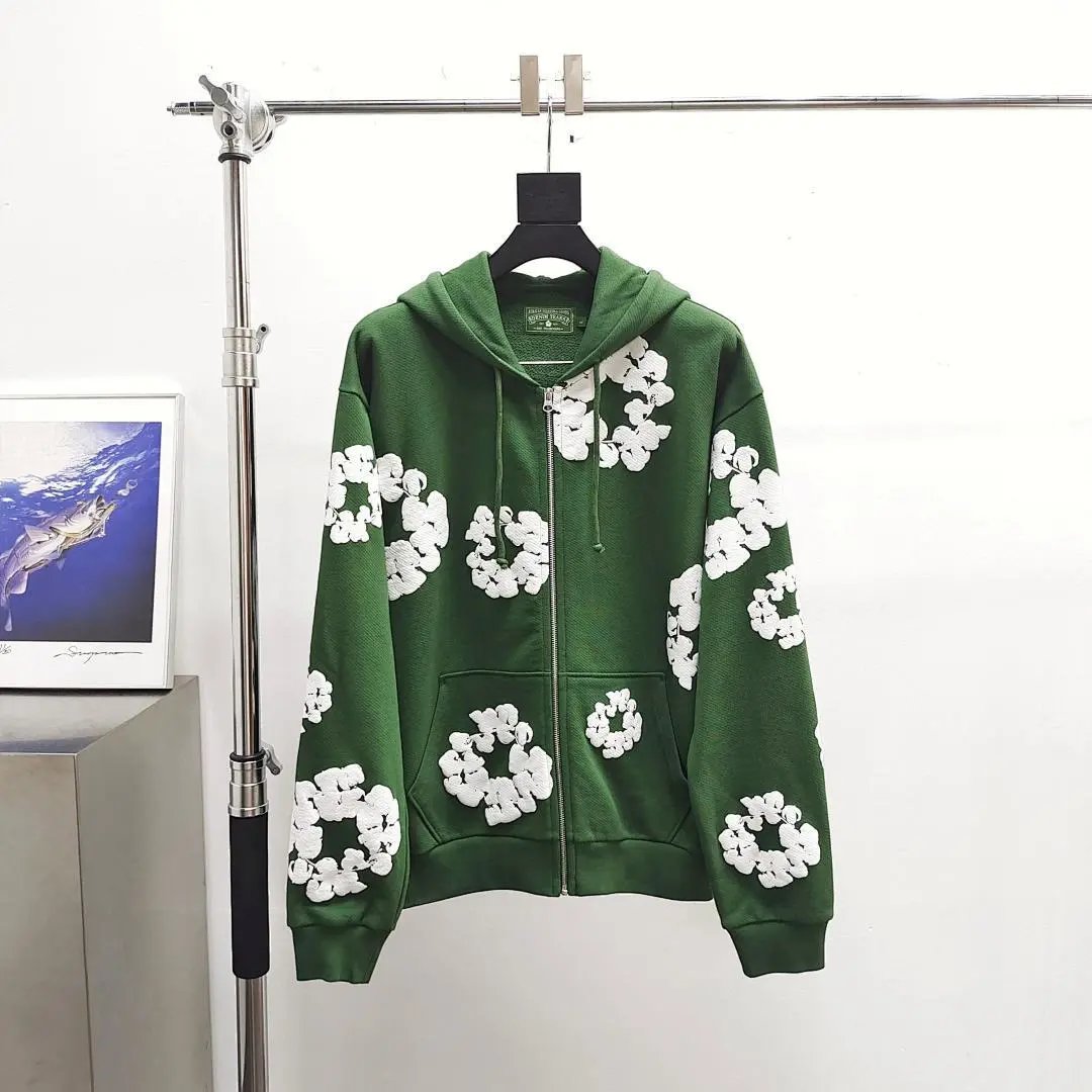 Denim Tears Cotton Wreath Zip Up Jacket Green