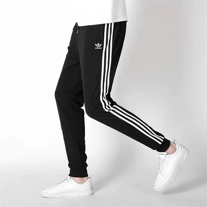 Men's Sports Pants with Three Stripes, Fall New Trend Casual Loose-fit Cuffed Long Pants Joggers 8742  S-3XL