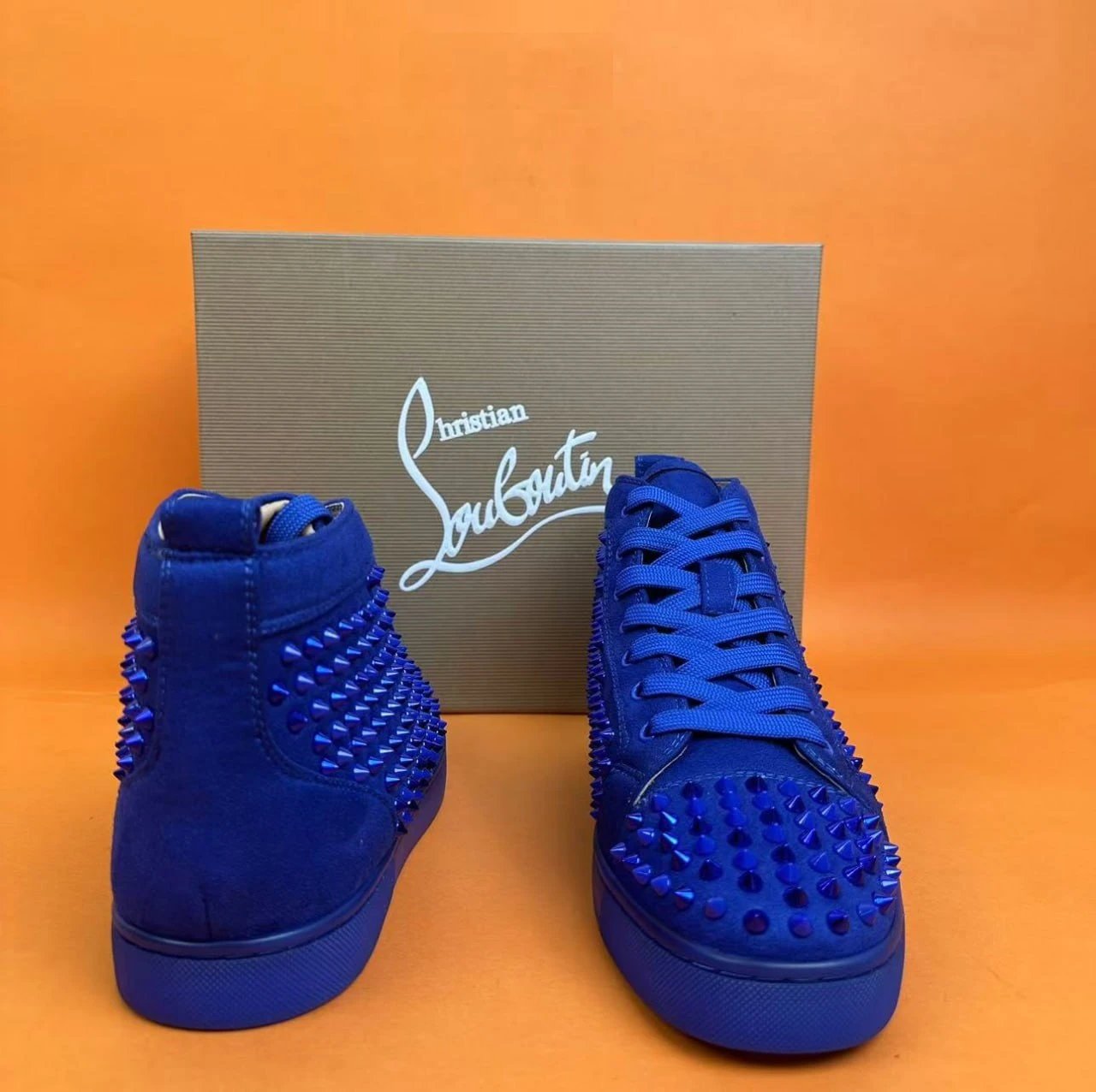 Christian Louboutin Louis Spikes White High-Top Sneakers - 16