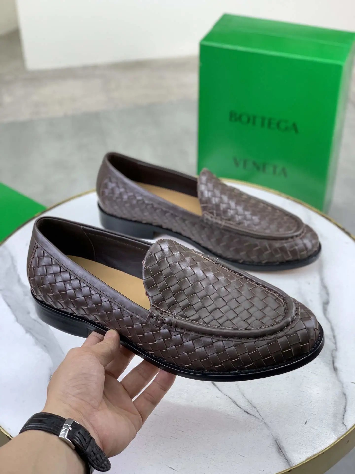 Bottega Veneta Intrecciato Leather Loafers - Style 1