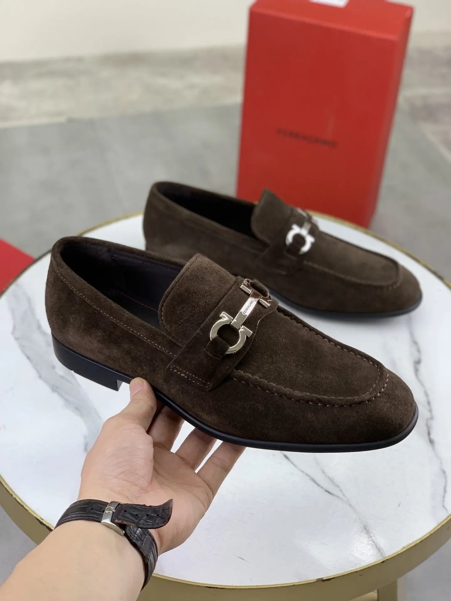 Ferragamo Leather Business Shoes Black - Style 2