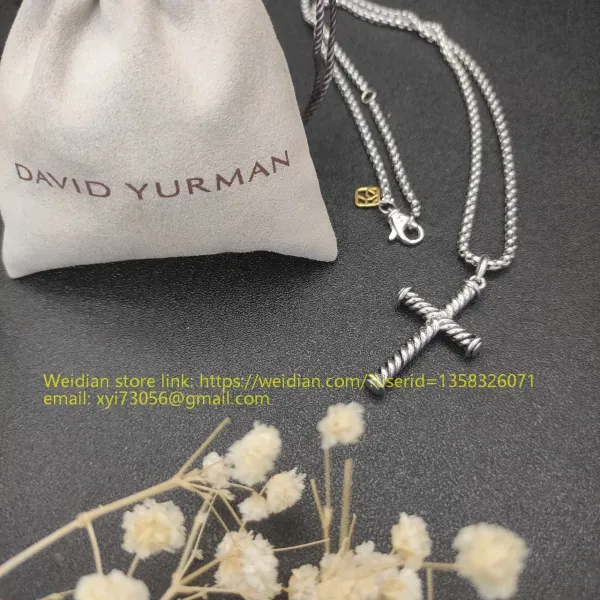 Design David Yurman Double Cross Pendant Necklace in Sterling Silver with Diamonds Jewelry - 53