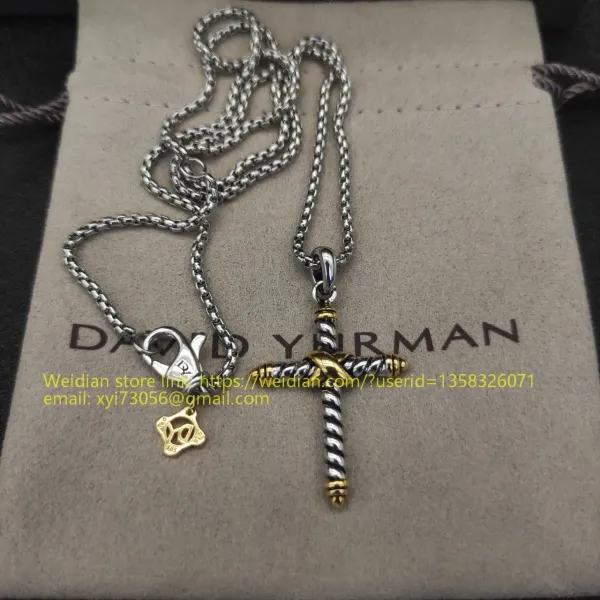Design David Yurman Double Cross Pendant Necklace in Sterling Silver with Diamonds Jewelry - 79