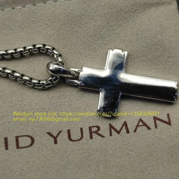 Design David Yurman Double Cross Pendant Necklace in Sterling Silver with Diamonds Jewelry - 34