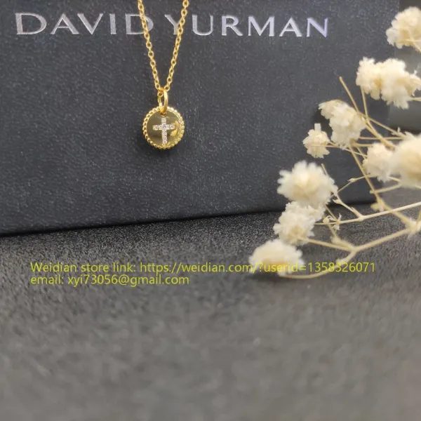 Design David Yurman Double Cross Pendant Necklace in Sterling Silver with Diamonds Jewelry - 76