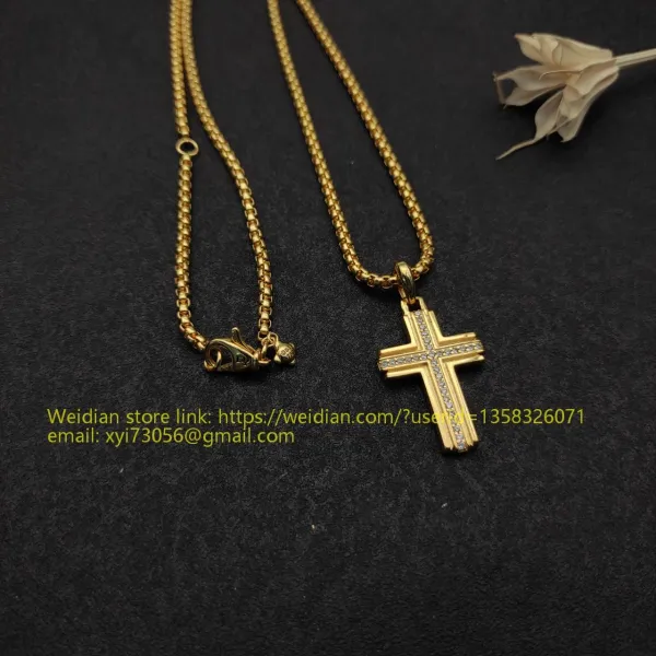 Design David Yurman Double Cross Pendant Necklace in Sterling Silver with Diamonds Jewelry - 29