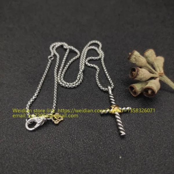 Design David Yurman Double Cross Pendant Necklace in Sterling Silver with Diamonds Jewelry - 98