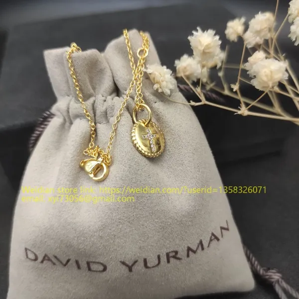 Design David Yurman Double Cross Pendant Necklace in Sterling Silver with Diamonds Jewelry - 74
