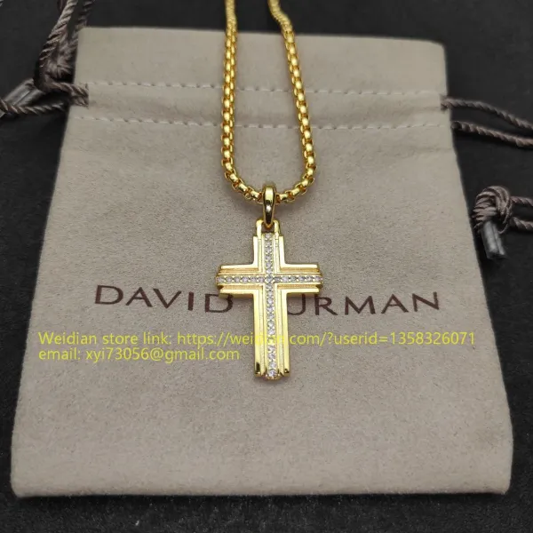 Design David Yurman Double Cross Pendant Necklace in Sterling Silver with Diamonds Jewelry - 30
