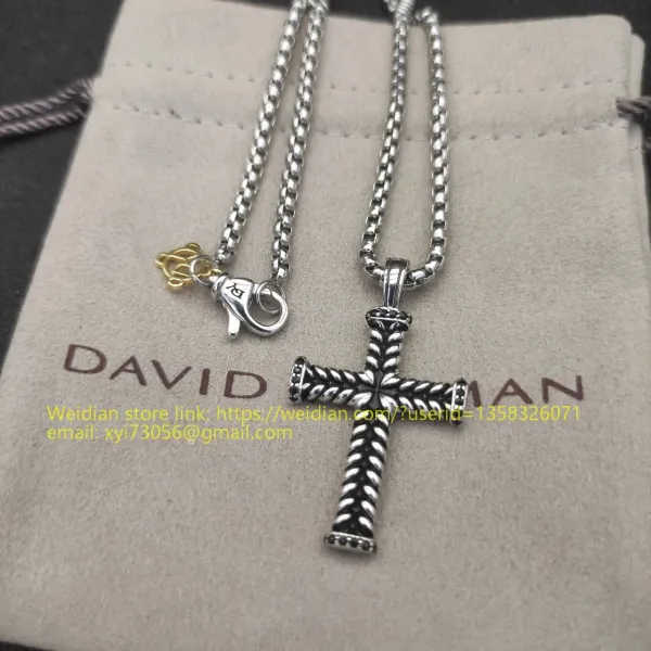 Design David Yurman Double Cross Pendant Necklace in Sterling Silver with Diamonds Jewelry - 61