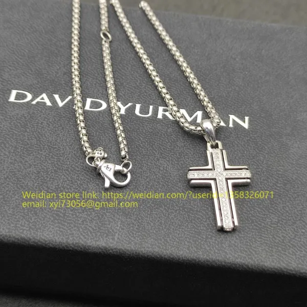 Design David Yurman Cable Classic Cross Pendant Necklace Silver Jewelry - 1
