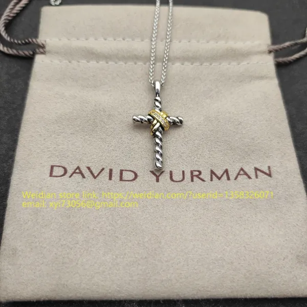 Design David Yurman Double Cross Pendant Necklace in Sterling Silver with Diamonds Jewelry - 38