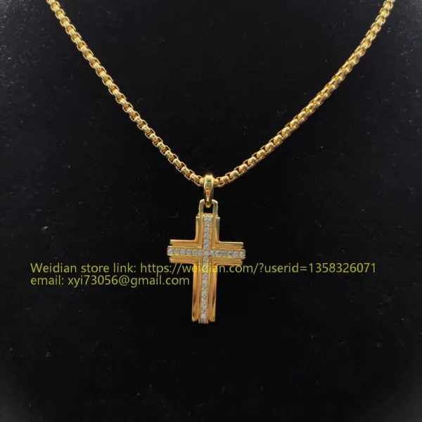 Design David Yurman Double Cross Pendant Necklace in Sterling Silver with Diamonds Jewelry - 27