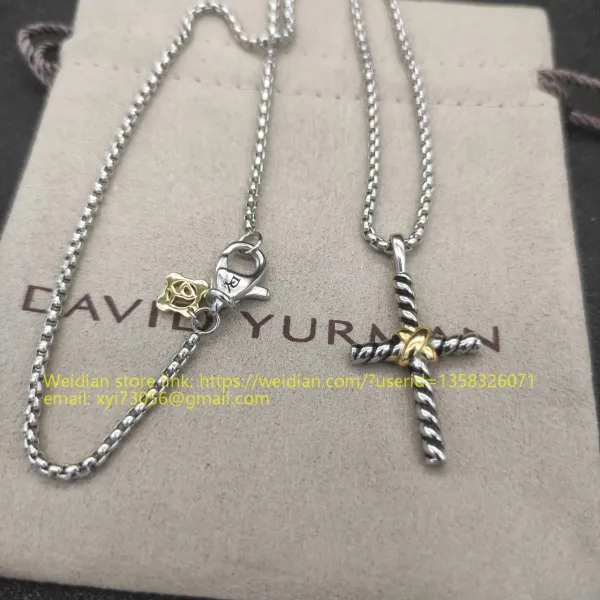 Design David Yurman Double Cross Pendant Necklace in Sterling Silver with Diamonds Jewelry - 97