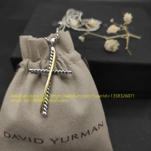 Design David Yurman Double Cross Pendant Necklace in Sterling Silver with Diamonds Jewelry - 84