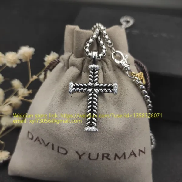 Design David Yurman Cable Classic Cross Pendant Necklace Silver Jewelry - 1