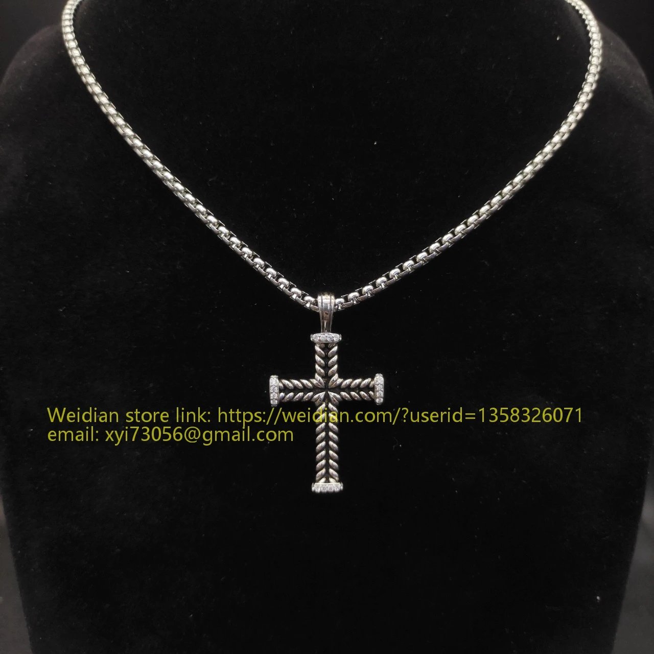 Design David Yurman Double Cross Pendant Necklace in Sterling Silver with Diamonds Jewelry - 58