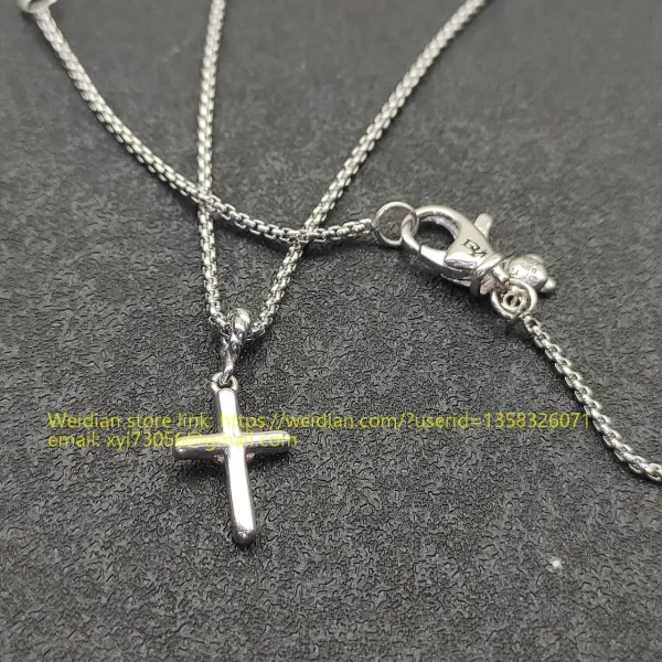 Design David Yurman Double Cross Pendant Necklace in Sterling Silver with Diamonds Jewelry - 12