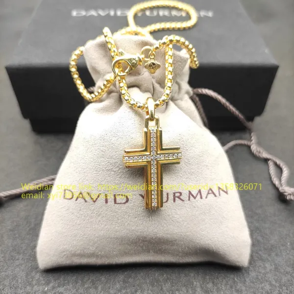 Design David Yurman Double Cross Pendant Necklace in Sterling Silver with Diamonds Jewelry - 31