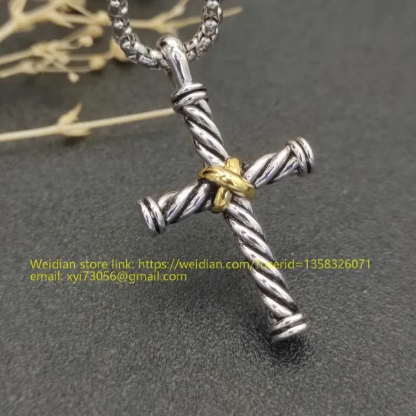 Design David Yurman Double Cross Pendant Necklace in Sterling Silver with Diamonds Jewelry - 49