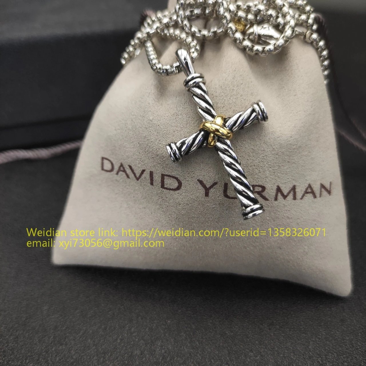Design David Yurman Double Cross Pendant Necklace in Sterling Silver with Diamonds Jewelry - 50