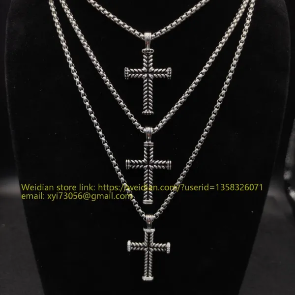 Design David Yurman Double Cross Pendant Necklace in Sterling Silver with Diamonds Jewelry - 43