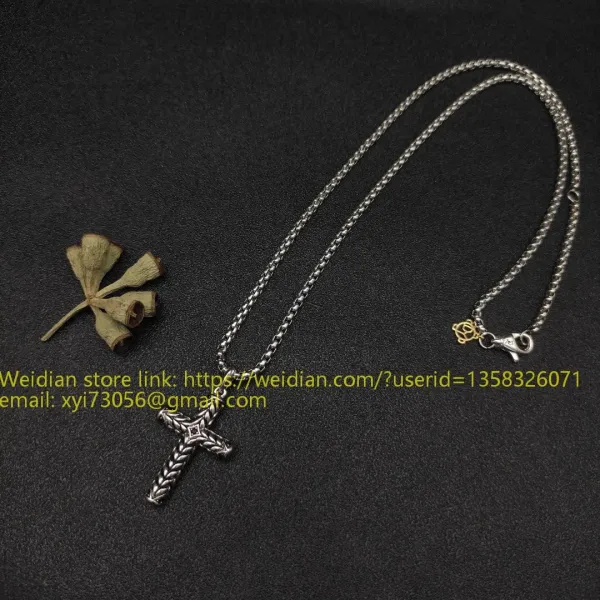 Design David Yurman Double Cross Pendant Necklace in Sterling Silver with Diamonds Jewelry - 66