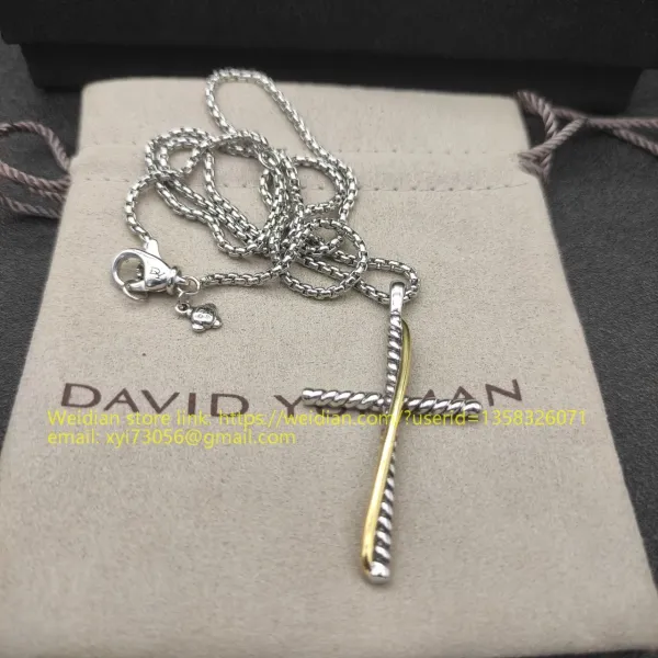 Design David Yurman Double Cross Pendant Necklace in Sterling Silver with Diamonds Jewelry - 89
