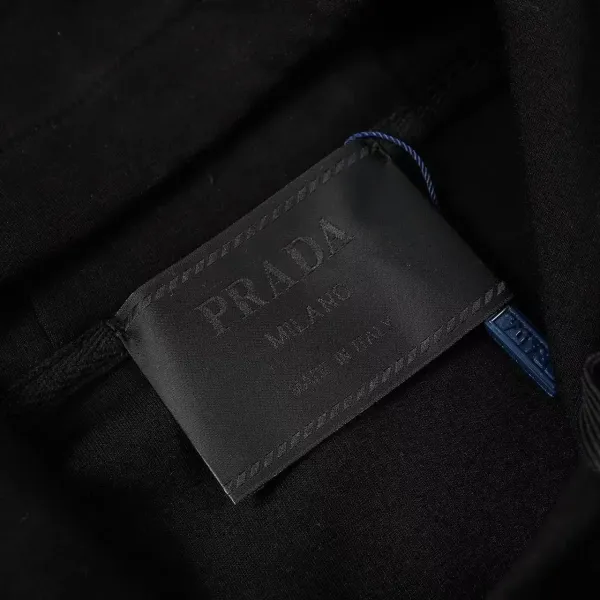 Prada Logo-Embroidered Black Hoodie - 7