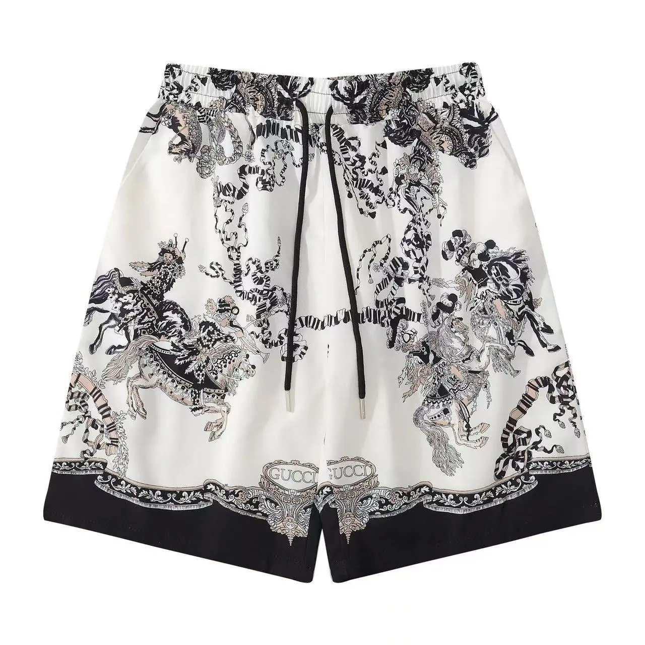 Gucci Horsebit Print Silk Shorts White - 28