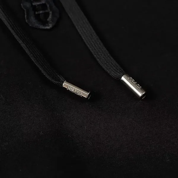 Prada Logo-Embroidered Black Hoodie - 8