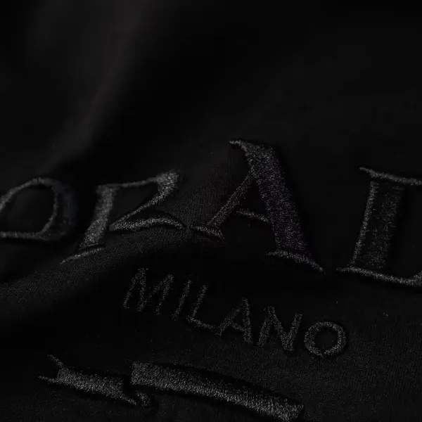 Prada Logo-Embroidered Black Hoodie - 9