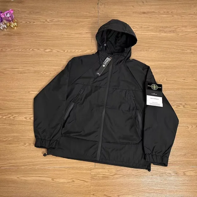 Stone Island Jackets Hooded zip jacket with compass sleeve badge product detail image 19