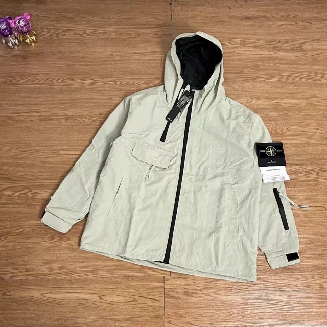 Stone Island Jackets Hooded zip jacket with compass sleeve badge product detail image 16