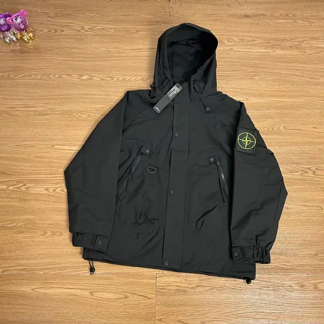 Stone Island Jackets Hooded zip jacket with compass sleeve badge product detail image 15