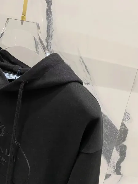 Prada Logo-Embroidered Black Hoodie - 31