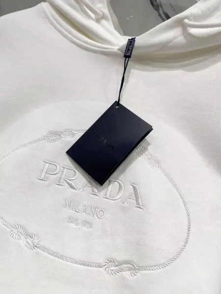 Prada Logo-Embroidered Black Hoodie - 18