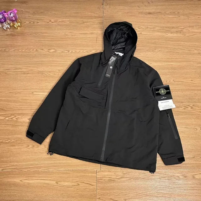 Stone Island Jackets Hooded zip jacket with compass sleeve badge product detail image 17
