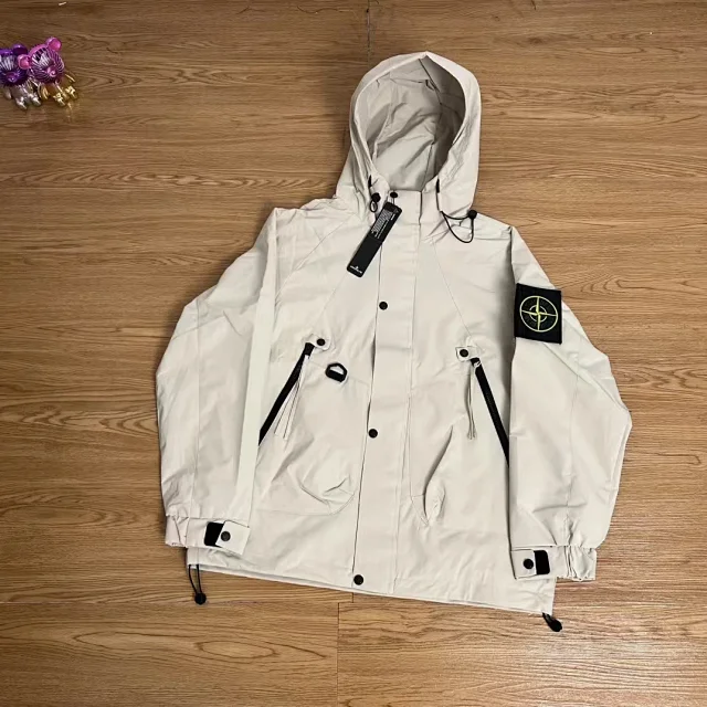 Stone Island Jackets Hooded zip jacket with compass sleeve badge product detail image 13