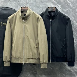 thumbnail for TF Men's Down Jacket Stand Collar Jacket The collar is embellished with leather details, elegant, light, handsome, and stylish!