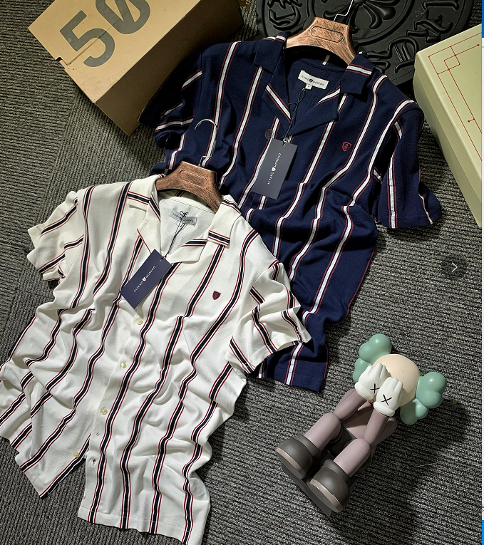 Striped Pure Cotton Pique Breathable Short Sleeve