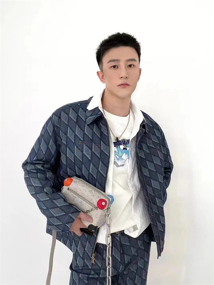 Diamond Pattern Denim Jacket