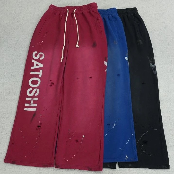 SAT pants letter splashed ink loop straight tube 2106ST