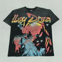 thumbnail for VA Short Sleeve Yellow and Blue Statue Print N154