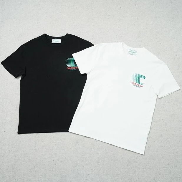 Casablanca Lago Palm Embroidered White Cotton T-Shirt