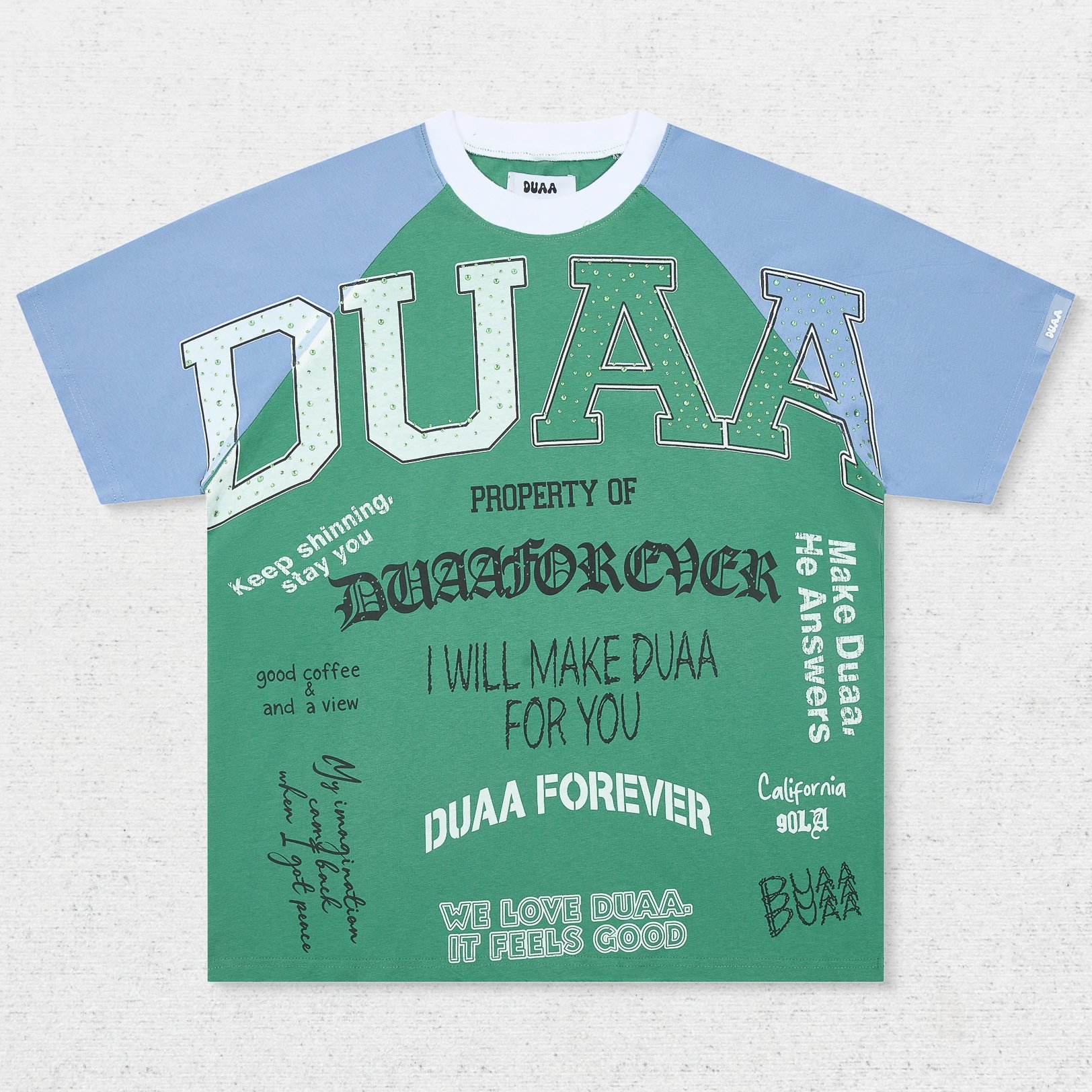 DU Colorblock Letter Rhinestone T-Shirt